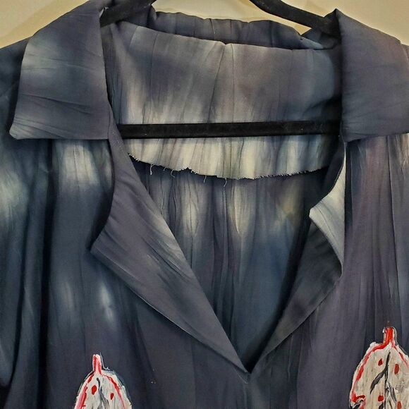 Handmade Native American Art tunic Top Hand Painted Beads Real Hair Fits XL-1X - Picture 3 of 11